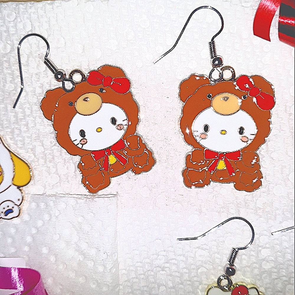 Hello Kitty & Friends Brown Kuromi Dangle Earrings NEW Stainless ear wires NEW